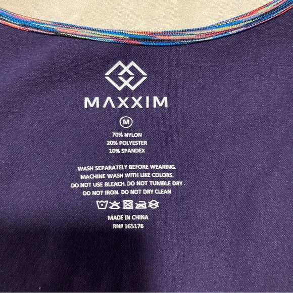 Maxxim Dark Blue Tank Top with Multi-Color Trim | Activewear - Picture 5 of 8